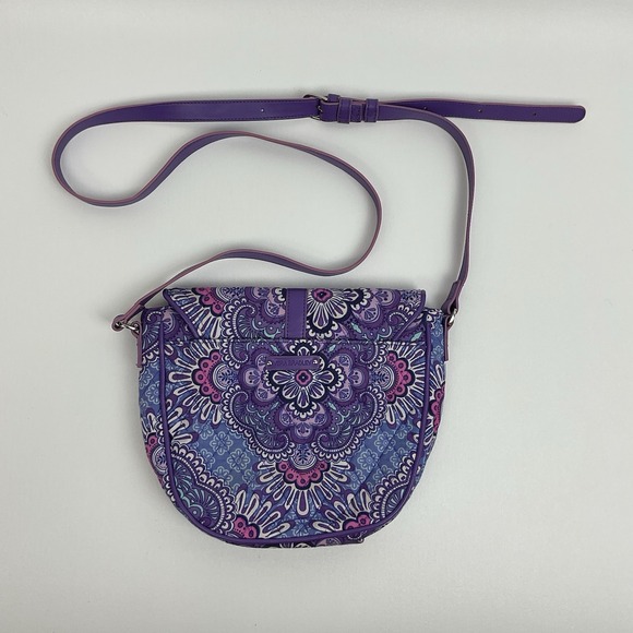 Vera‎ Bradley Crossbody Saddle Bag Purple Floral Medallion Boho Festival Y2K - Picture 2 of 8